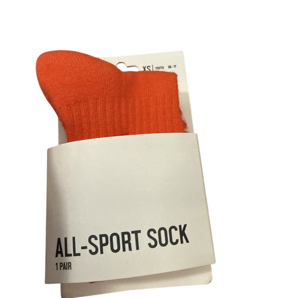 Single Pair vibrant orange Youth all-sport socks XS Br